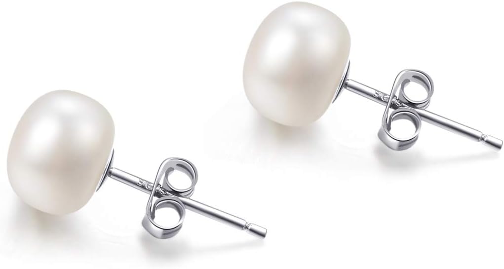 White Real Pearl Earrings, Special 925 Sterling Silver Earrings, Innovative 5mm...