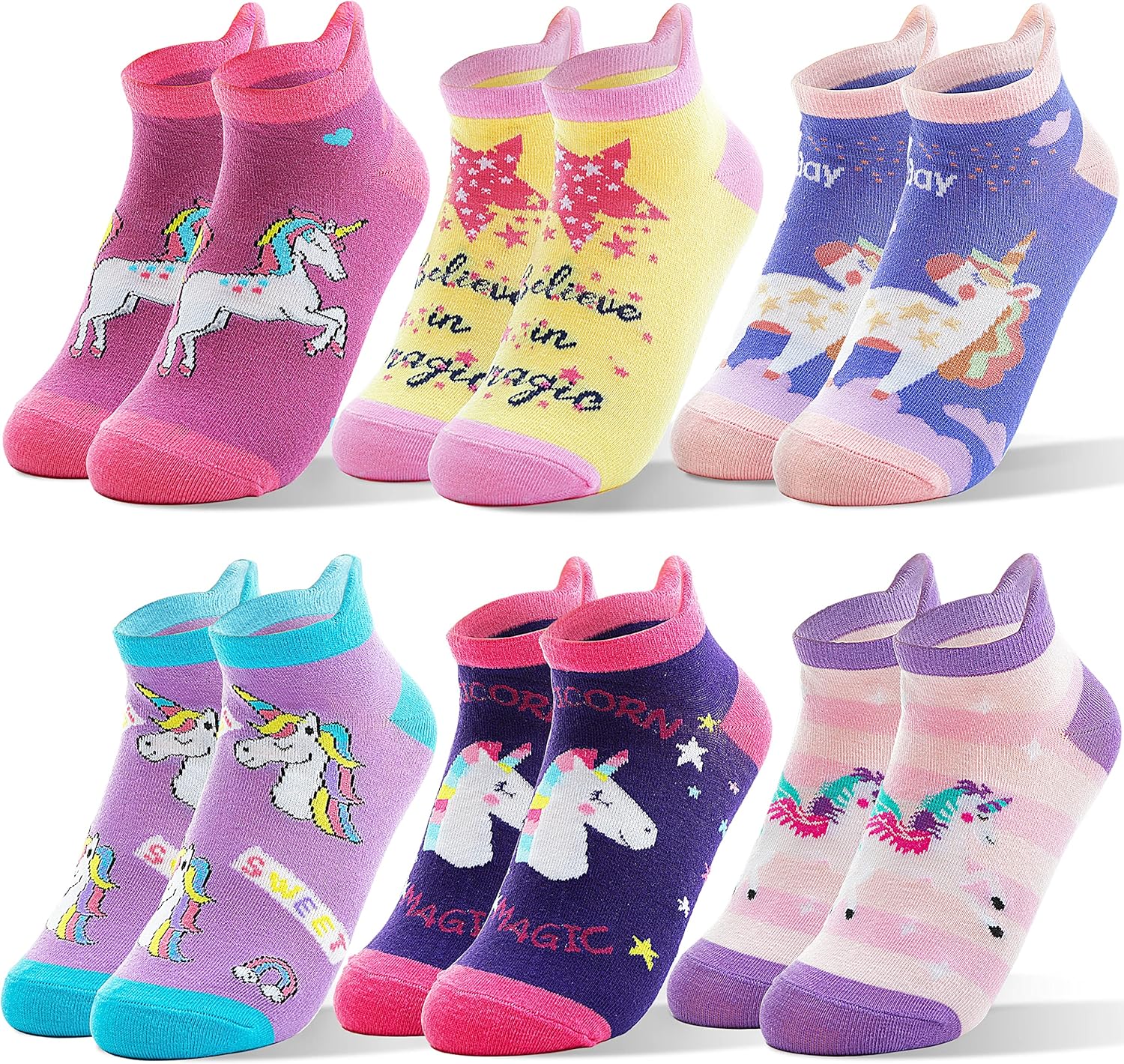 ANTSANG Kids Girls Ankle Socks Cute Unicorn Funny Novelty Odd Cartoon No Show Fa...