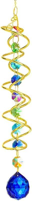 H&D HYALINE & DORA Gazing Ball Spiral Tail Wind Spinner Crystal Suncatcher, Rain...