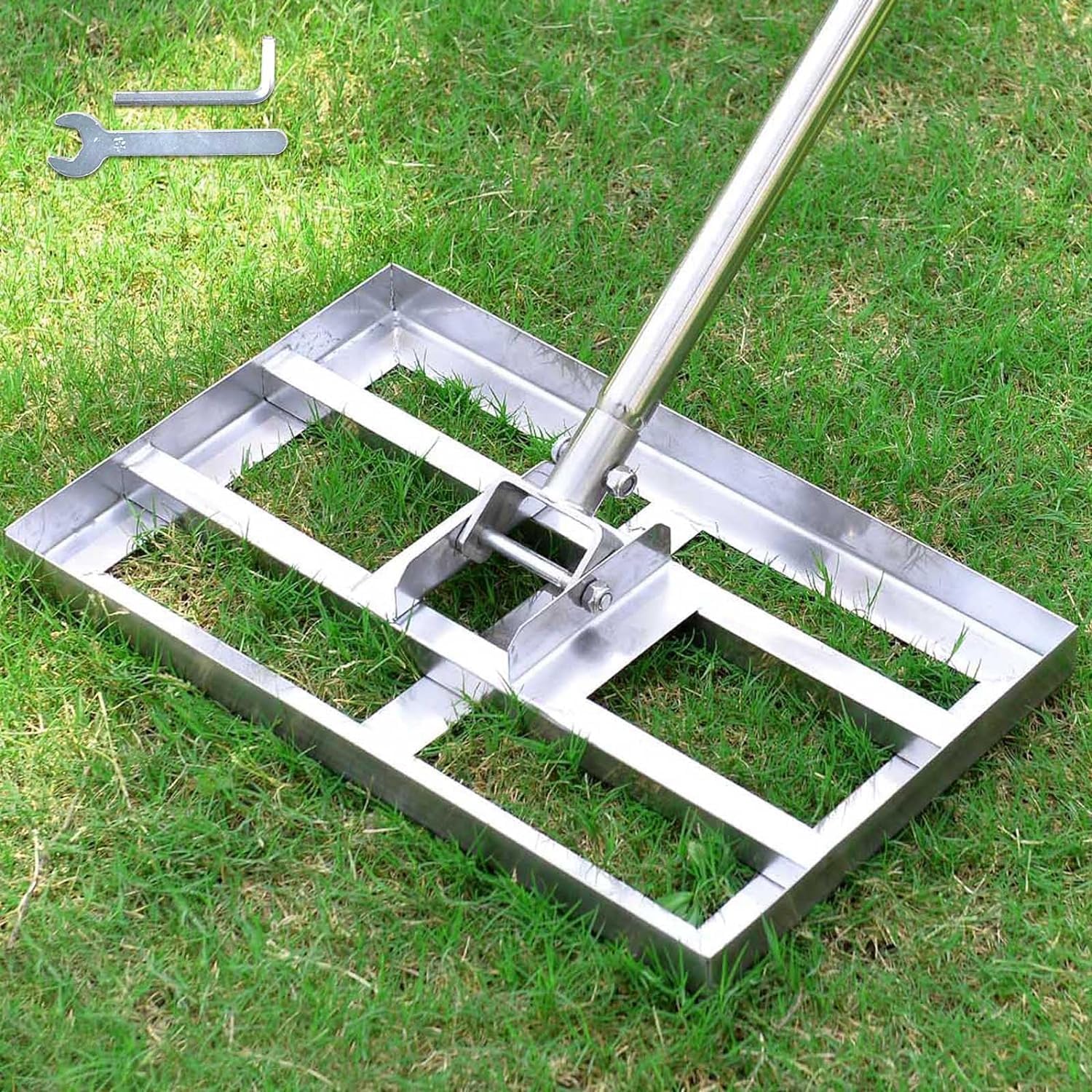 SurmountWay Lawn leveling Rake with Heavy-duty Sta...