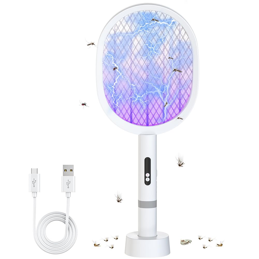 DANGZW Electric Fly Zapper: 4800V Electric Fly Swatter 2IN1 with USBC Charging B...