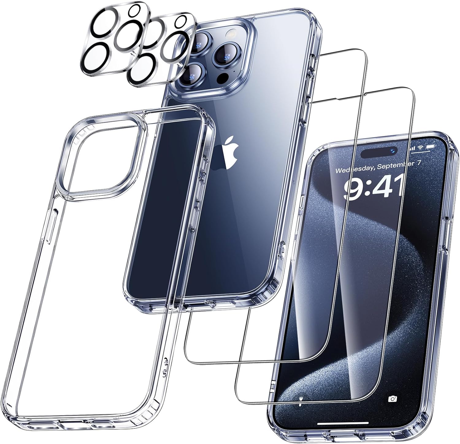 UniqueMe 5 in 1 for iPhone 15 Pro Max Case, [Never...
