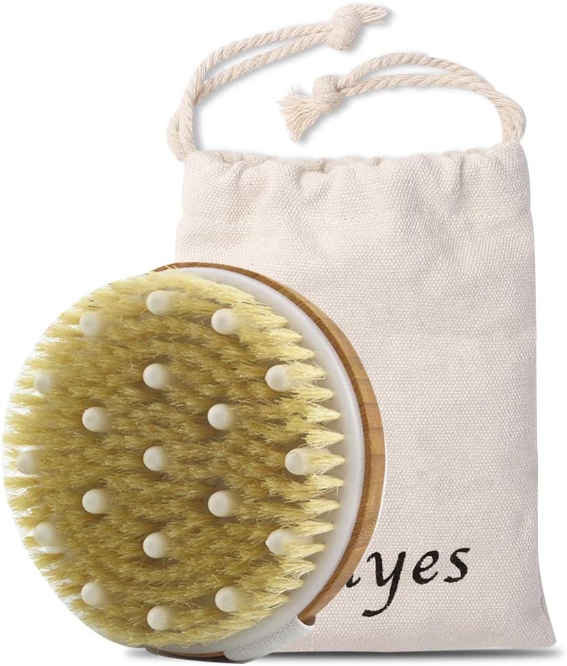 Ithyes Dry Brushing Body Brush Exfoliating Brush Natural Bristle Bath Brush for...