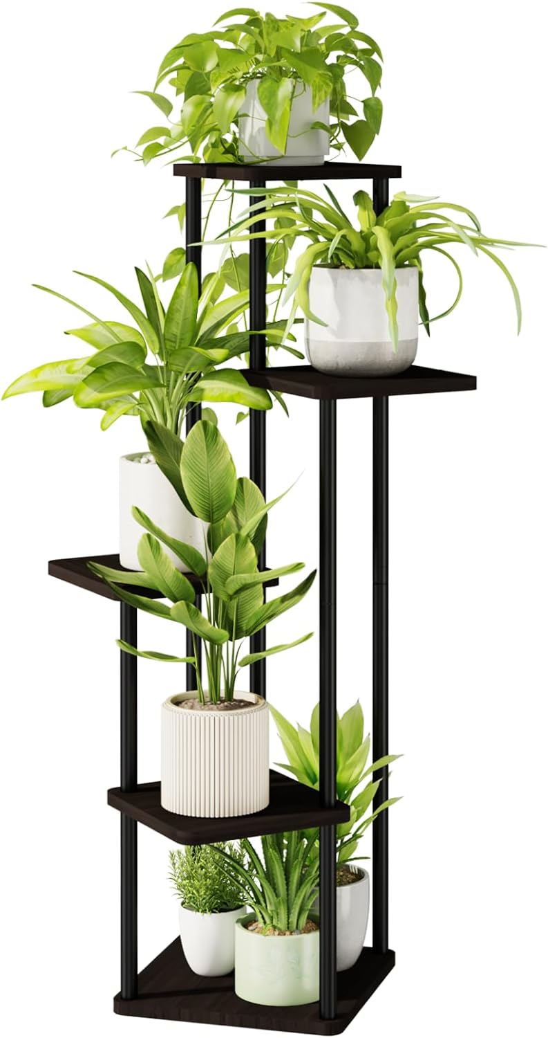Bamworld Plant Stand Indoor Metal Flower Shelf for Multiple Plants Corner Tall F...