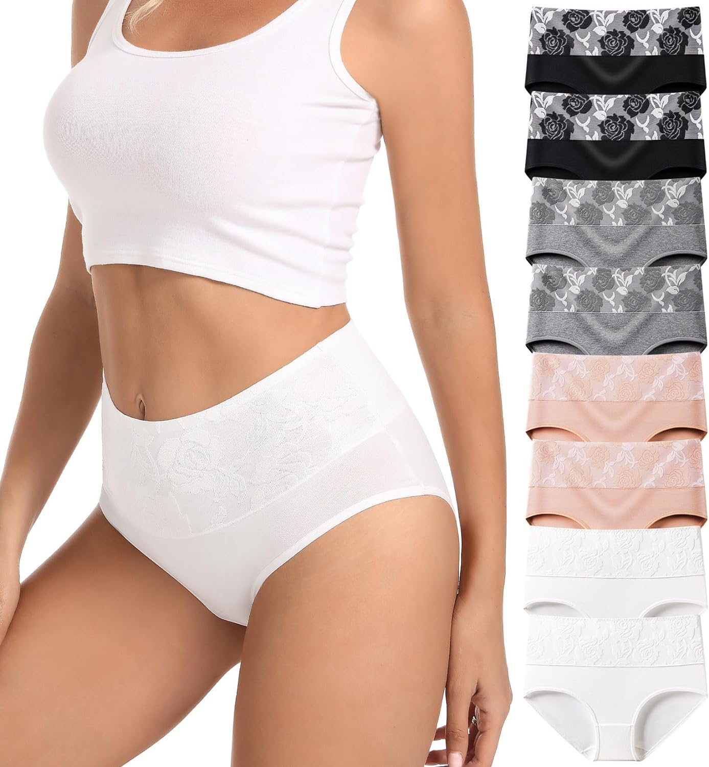 HAVVIS Women's High Waist Knickers Ladies Cotton Briefs Underwear Full Back Cove...