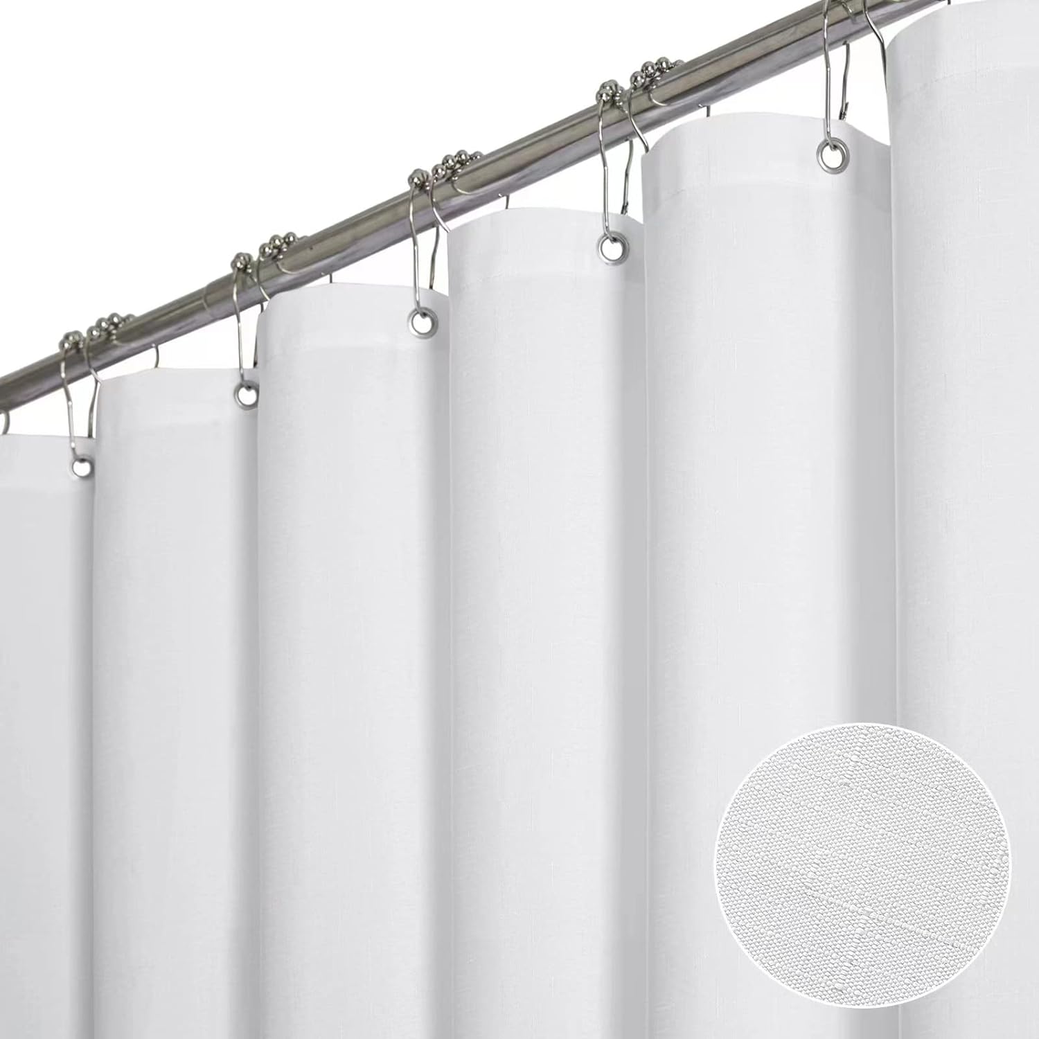 BTTN Extra Long Fabric Shower Curtain - 84 Inches Long Linen Textured Heavy Duty...