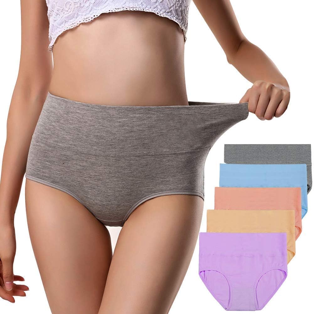 ANNYISON Womens Underwear, Soft Cotton High Waist Breathable Solid Color Briefs...