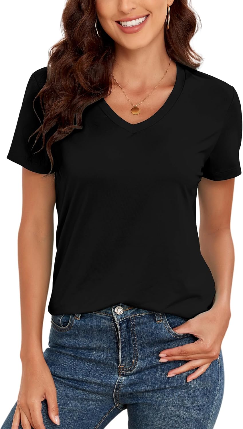 KevaMolly V Neck Basic T Shirts for Women UPF 50+ Short Sleeve 2024 Summer Trend...