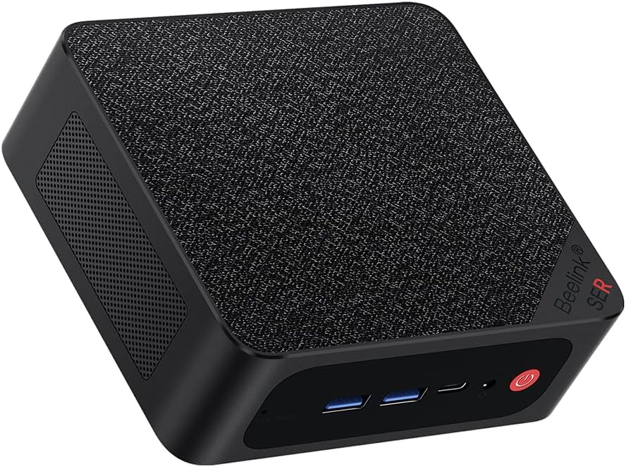 Beelink Mini PC SER5 MAX with AMD Ryzen 7 5800H, 16GB DDR4, 1TB NVMe M.2 SSD, Tr...