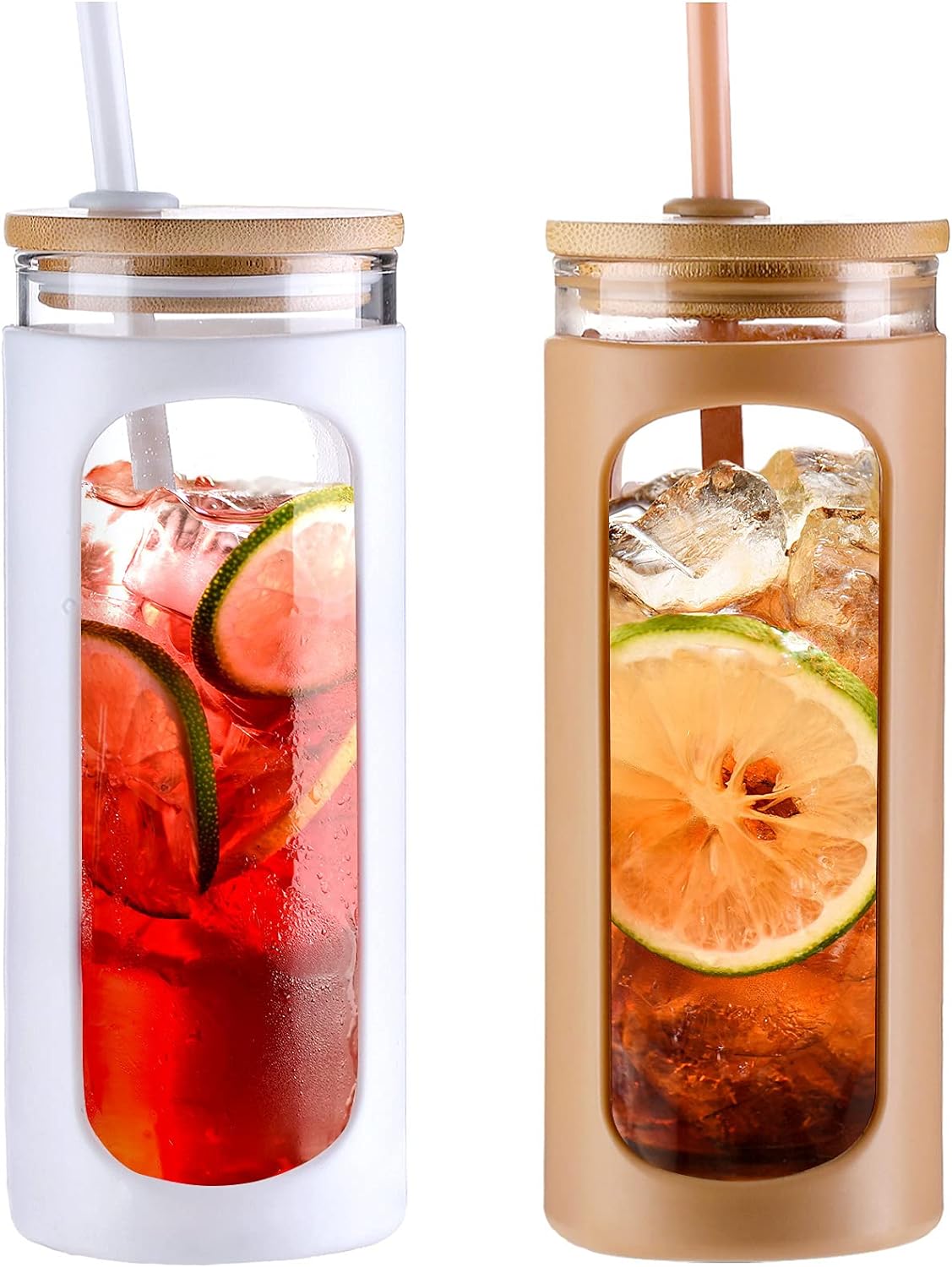 Kodrine 20oz Glass Water Bottle, Special Water Tumbler with Bamboo Lids, Innovat...