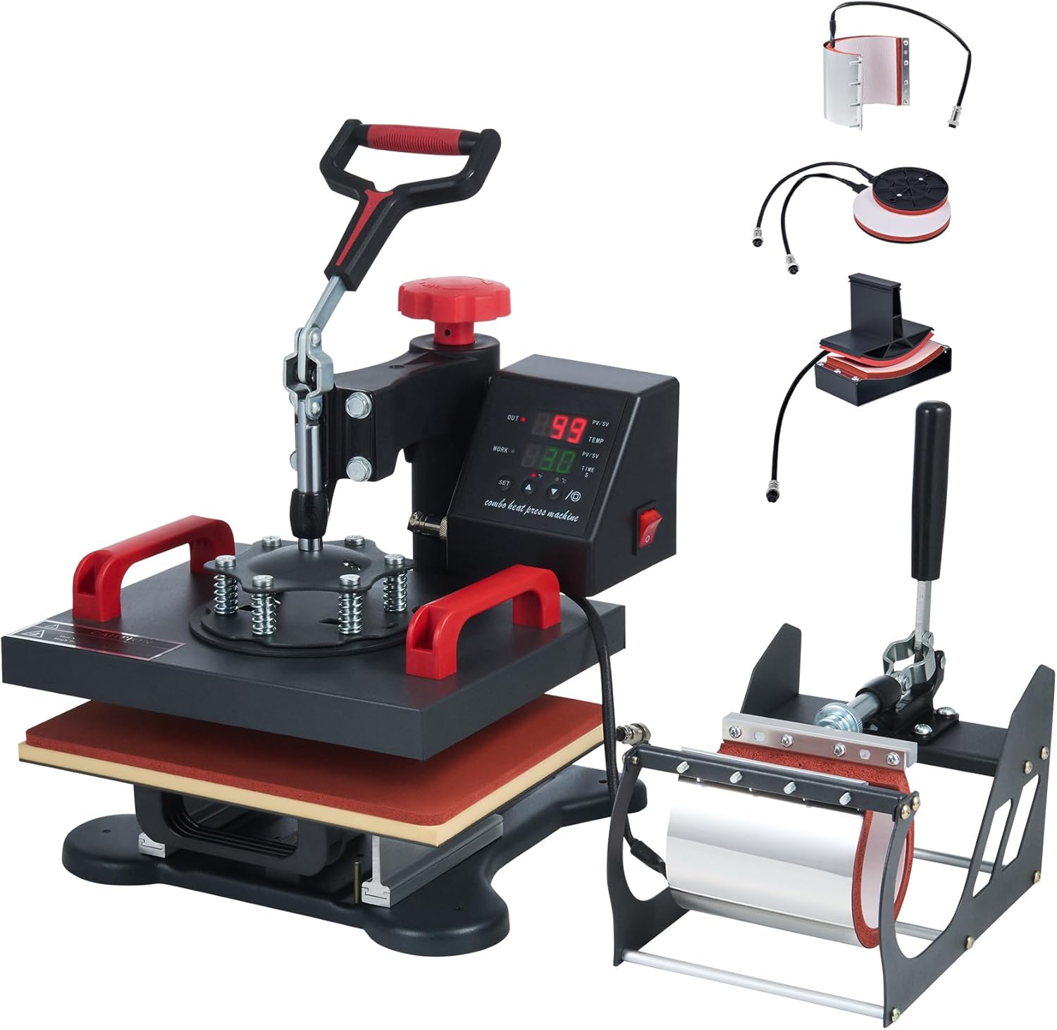 CREWORKS 12"x9" Heat Press Machine, 5 in 1 360 Degree Swing Away Shirt Printing...