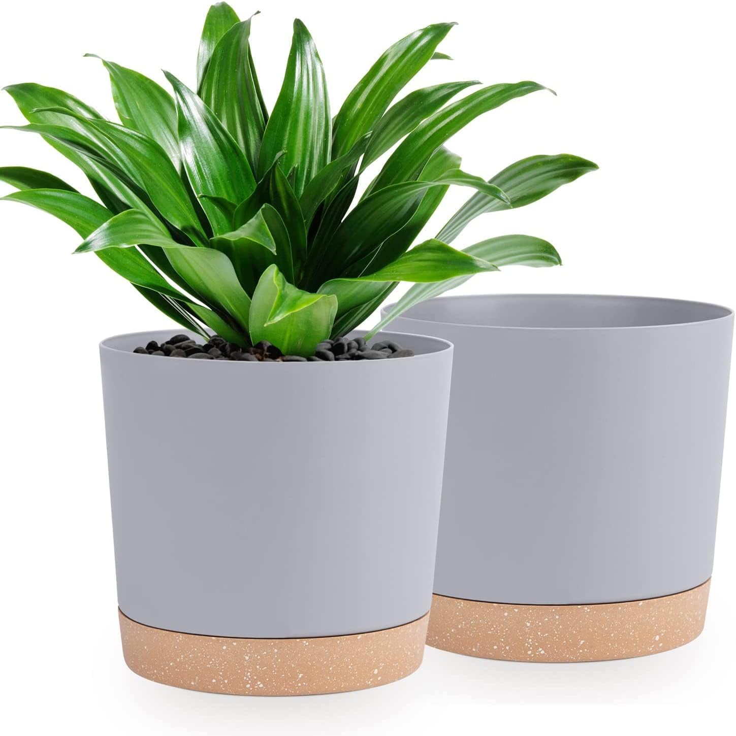 QCQHDU Plant Pots Set of 2 Pack 25.4cm,Planters for Indoor Plants with Drainage...