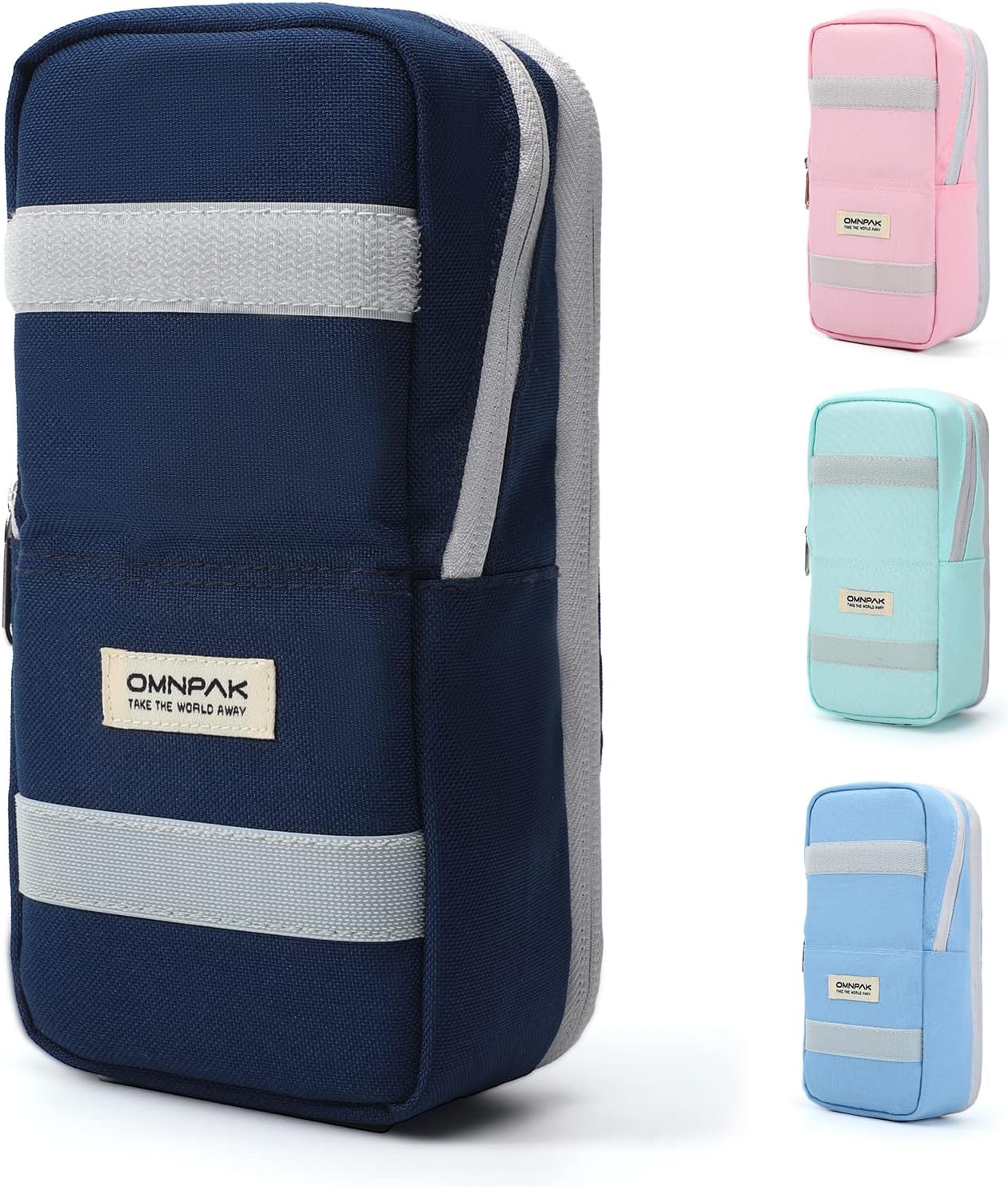 Omnpak Pencil Case Double Opening Large Capacity Standable Sturdy Student Boys G...