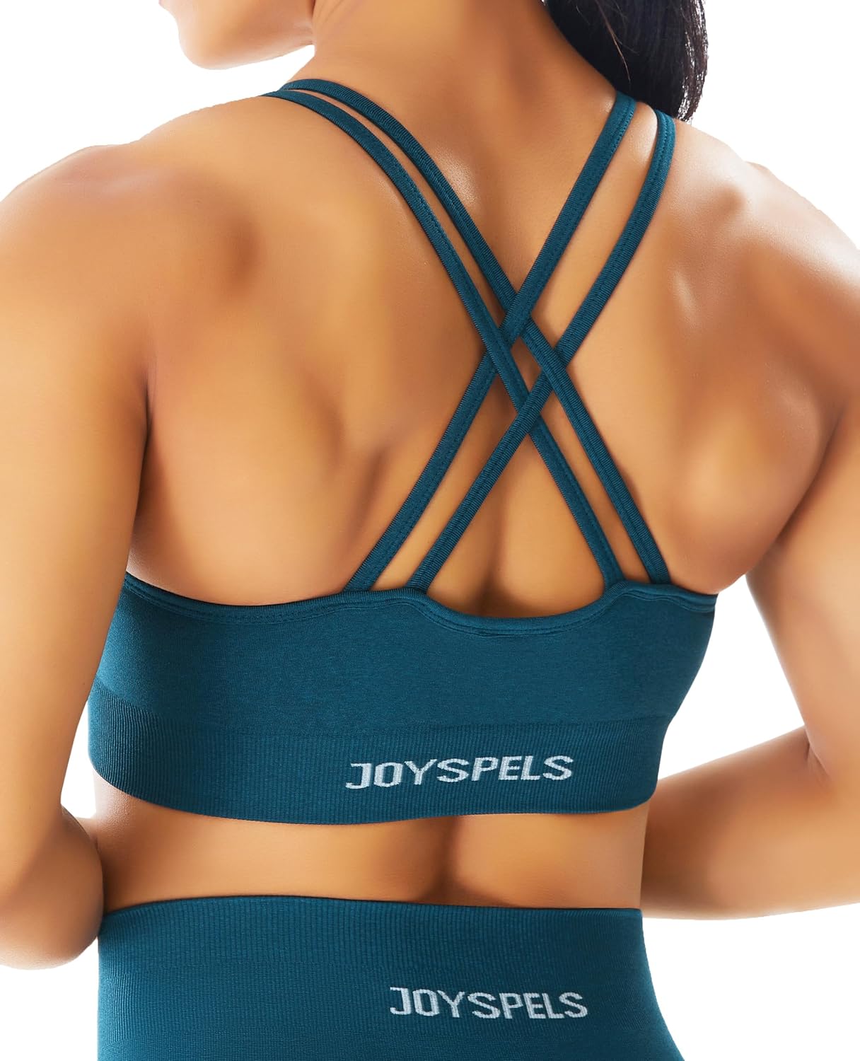 JOYSPELS Seamless Sports Bra for Women Strappy Workout Yoga Bra Medium Support D...