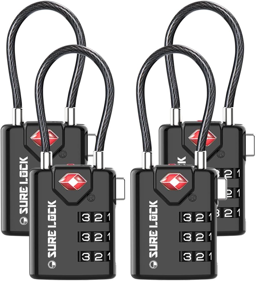 SURE LOCK TSA Compatible Travel Luggage Locks, Inspection Indicator, Easy Read D...