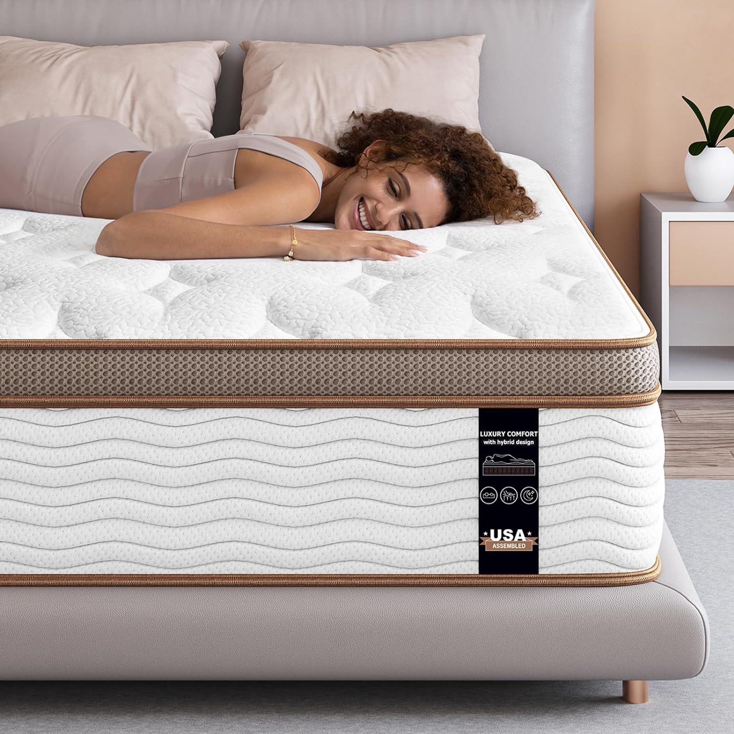 BedStory Queen Mattress - 12 Inch Hybrid Mattress Medium Firm - Individually Wra...