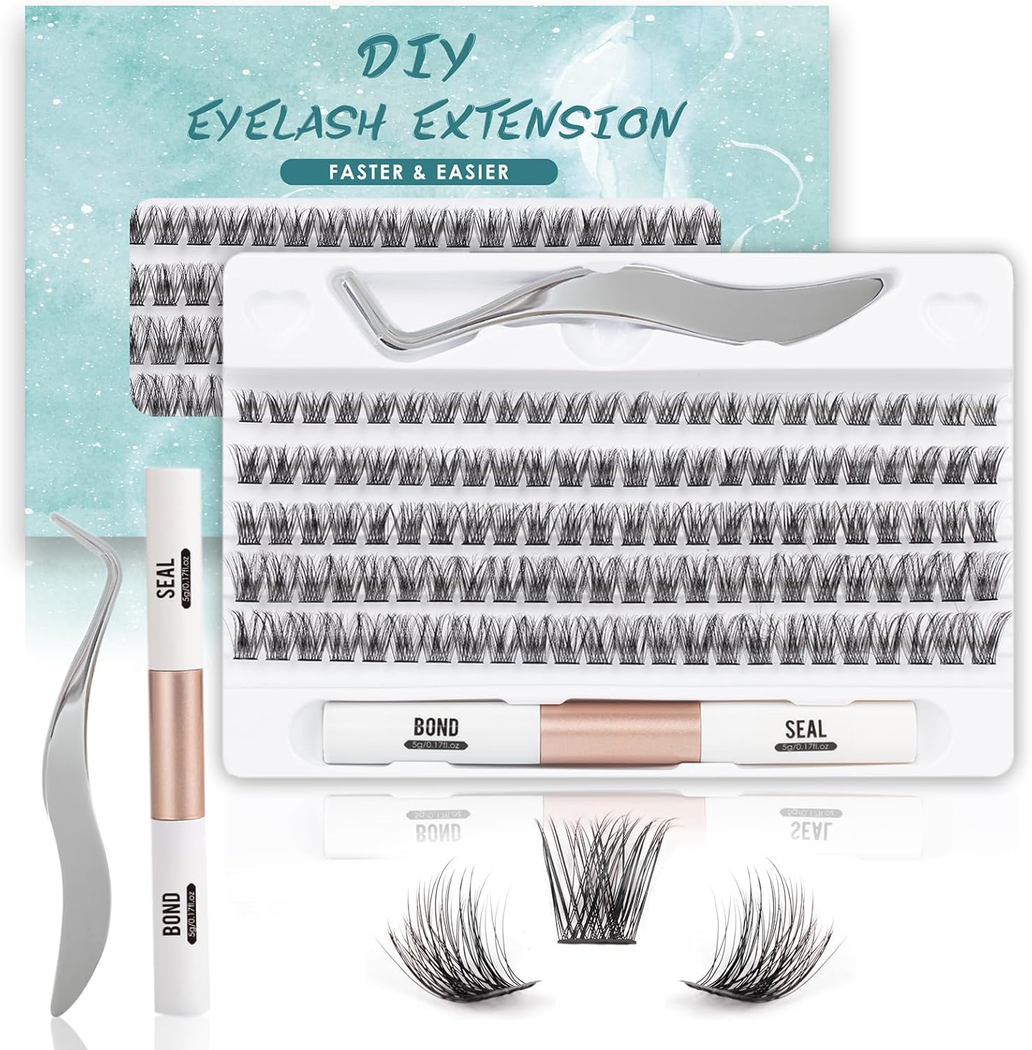 SISILILY Lash Extension Kit-Individual Lashes with Bond and Seal-120 Lash Cluste...