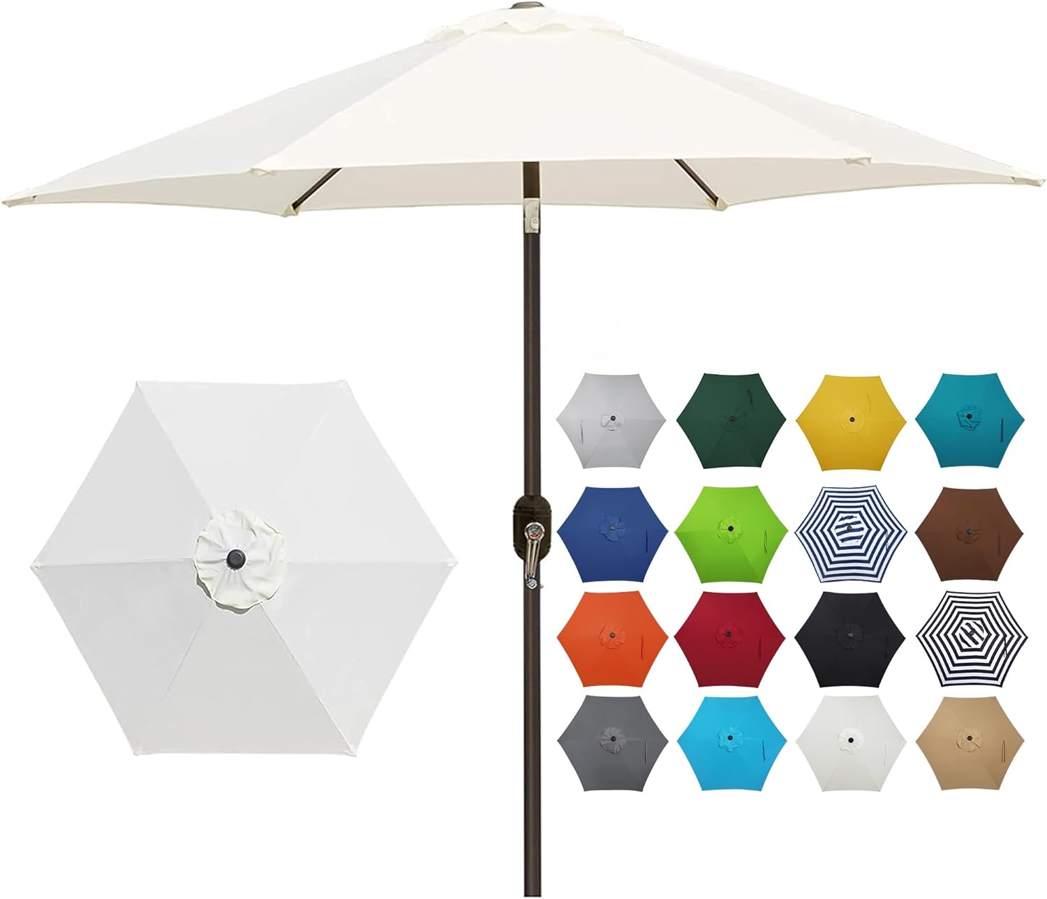 Blissun 7.5 ft Patio Umbrella, Yard Umbrella Push Button Tilt Crank (Cream White...