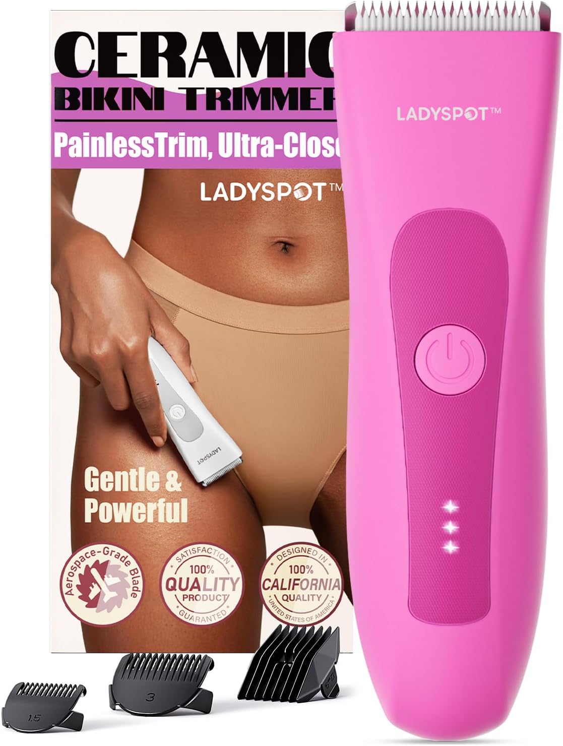 LADYSPOT™ Pubic Bikini Hair Trimmer Women -(Rose Red) Womens Shaving and Groomin...
