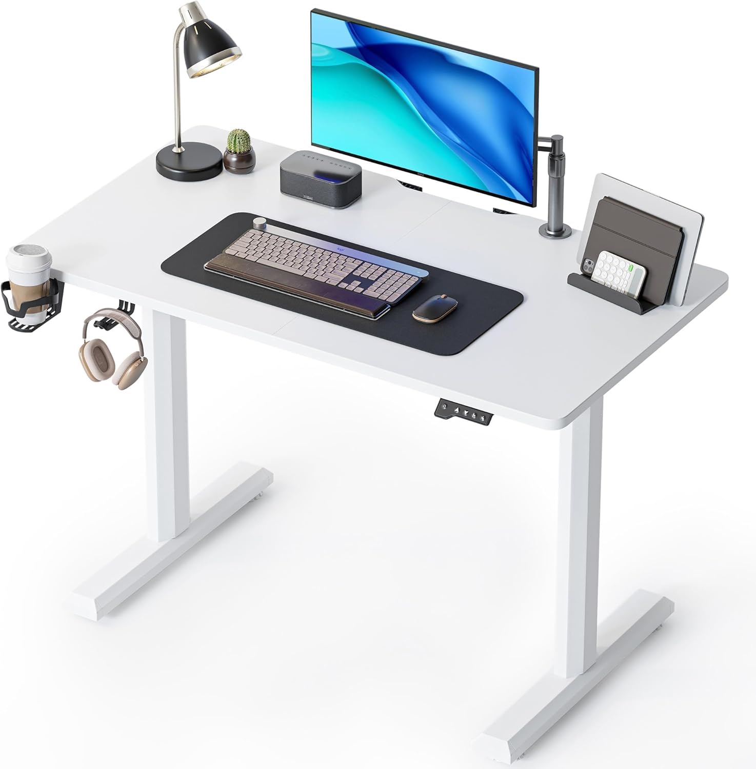 FEZIBO Height Adjustable Electric Standing Desk, 44 x 24 Inches Stand up Table,...
