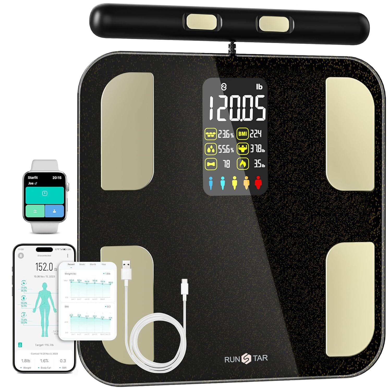 Scales for Body Weight, RunSTAR 8 Electrodes Bathr...