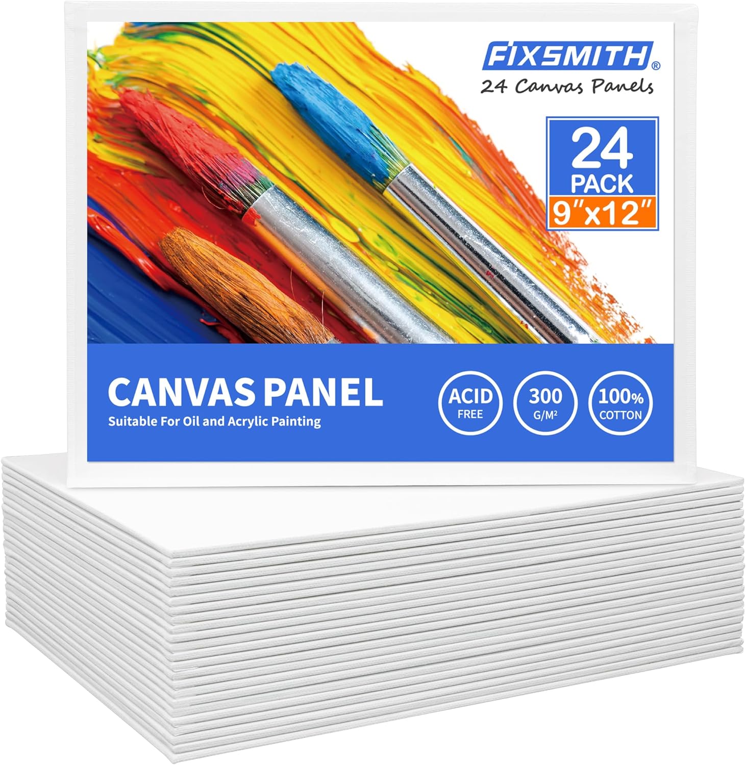 FIXSMITH Canvas Boards for Painting 9x12 Inch, Super Value 24 Pack Paint Canvase...