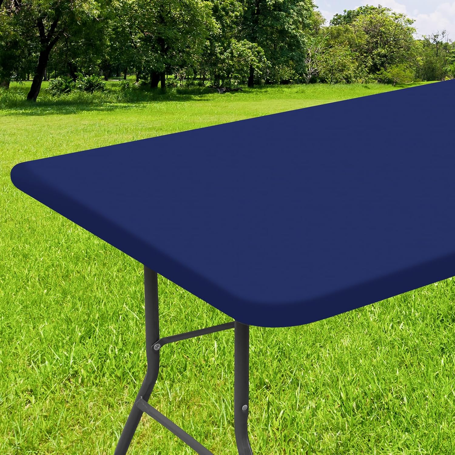 smiry Rectangle Tablecloth, Elastic Fitted Flannel Backed Vinyl Tablecloths for...