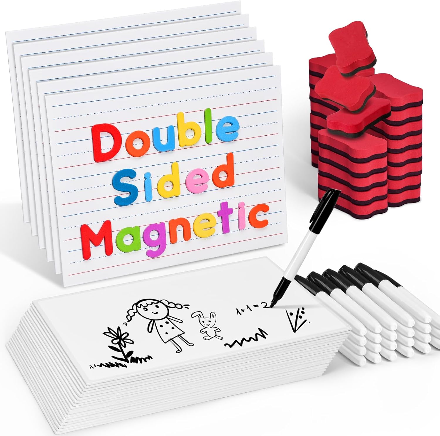 Gamenote 24 Pack Magnetic Small White Board Set - Double Sided Magnet Dry Erase...