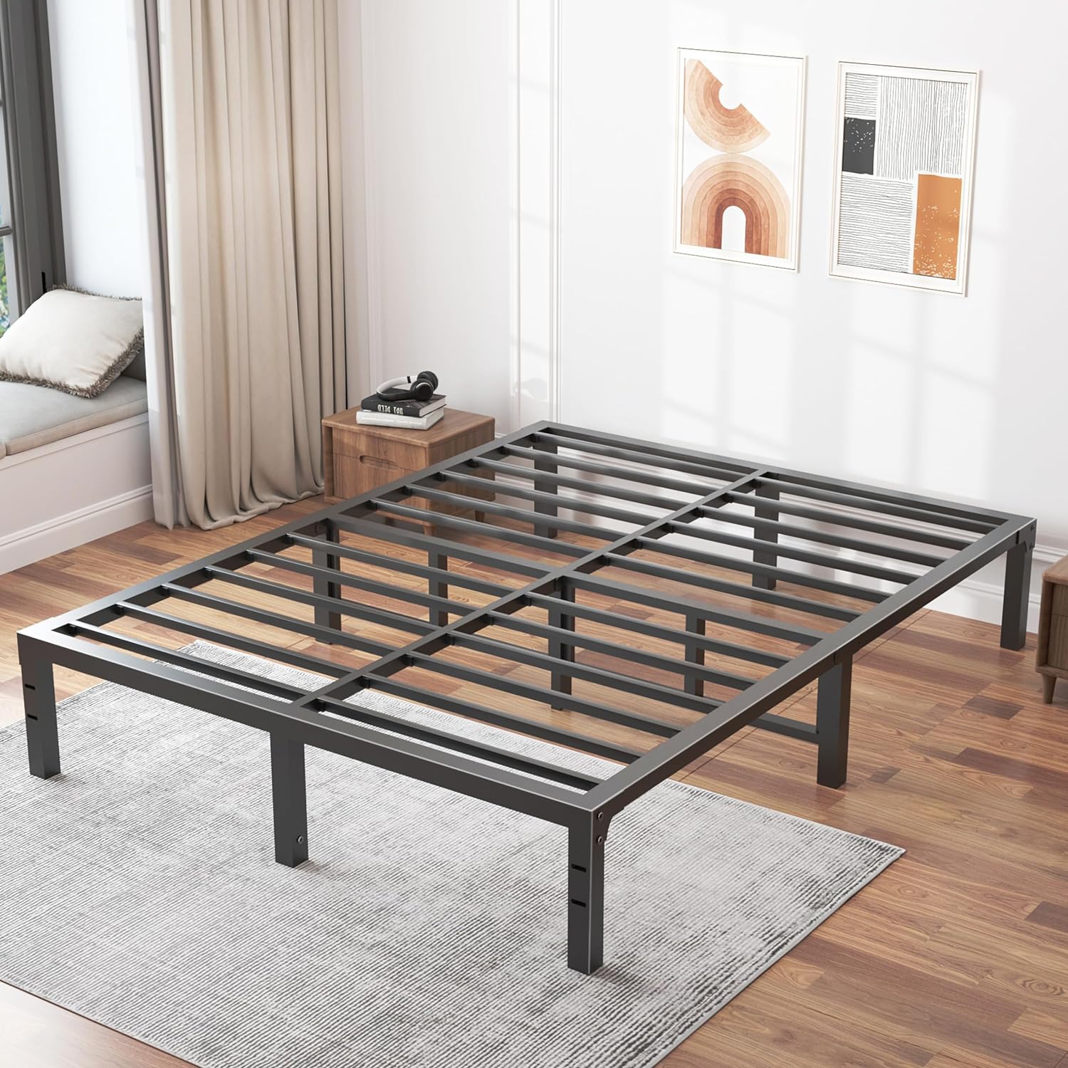 FUIOBYVV Full Size Bed Frame, 14 Inch Heavy Duty Metal Platform Bed Frame Full S...