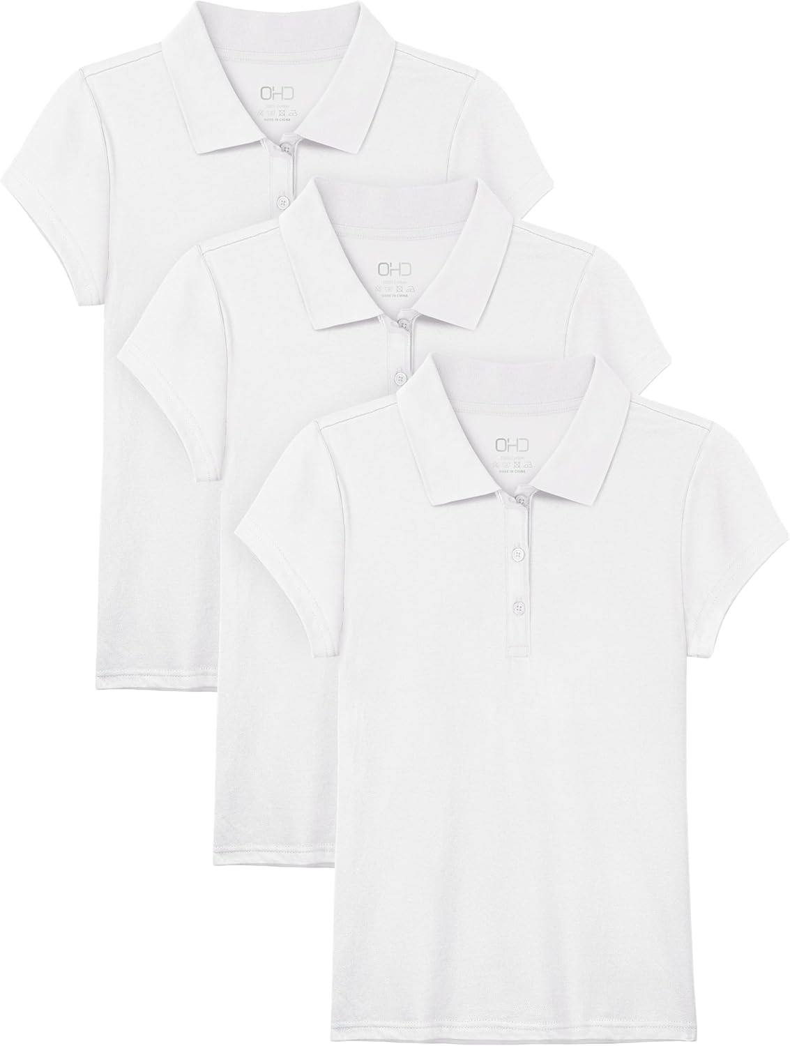 OHD 3 Pack Girls Polo Shirt School Uniform Polo for Girls Cotton Soft Short Slee...