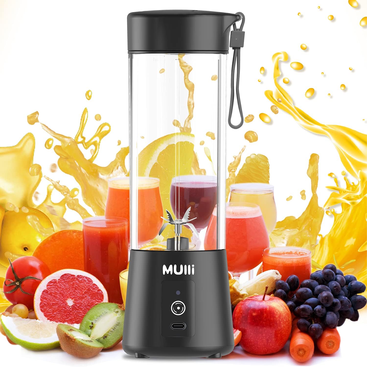 Mulli Portable Blender,Upgraded 15oz Mini Blender for Fruit Smoothies and Shakes...