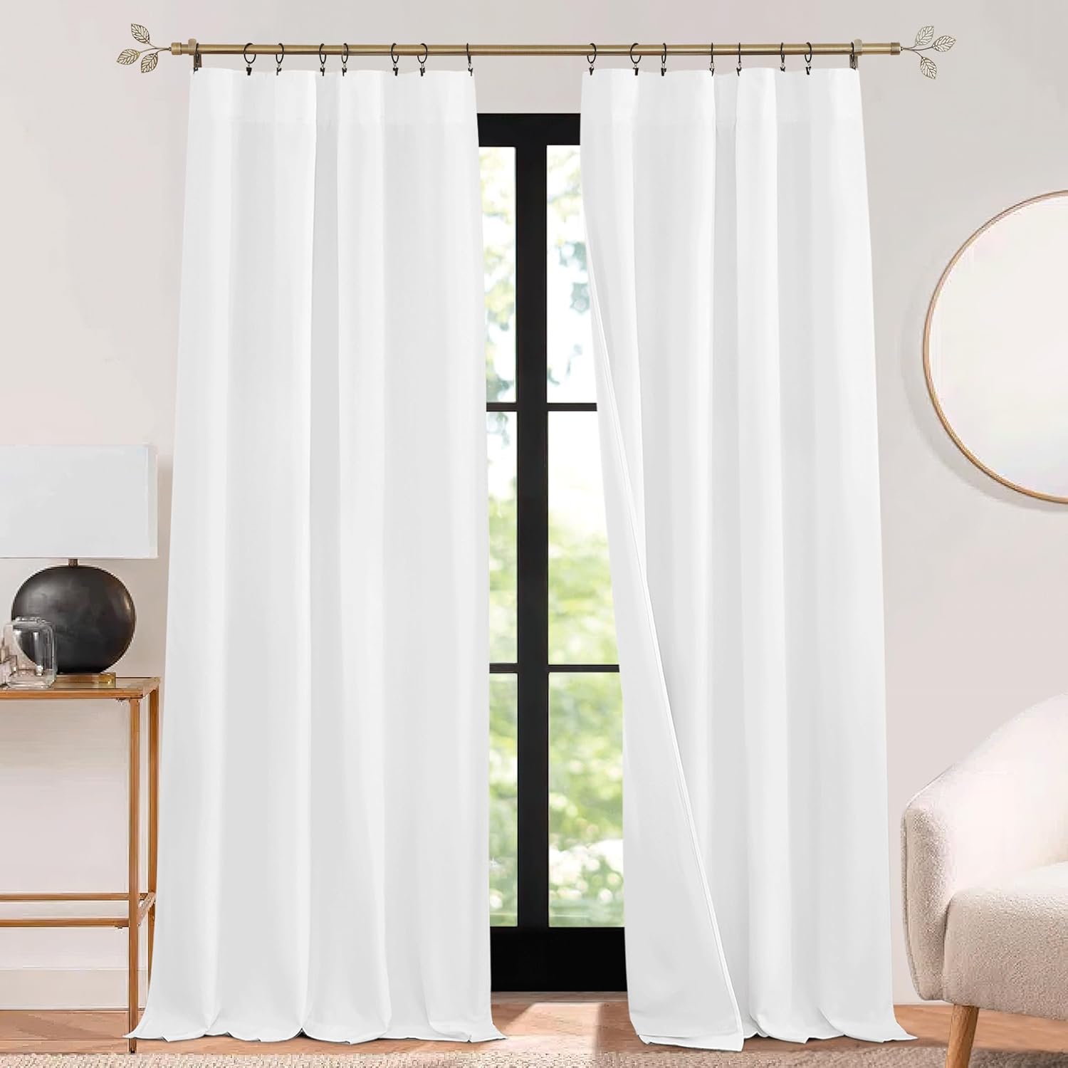 RYB HOME 3 in 1 Soundproof - Blackout - Insulation Linen Curtains, Noise Blocker...