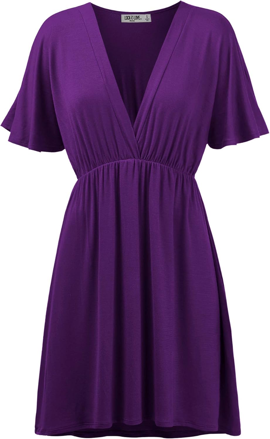 Lock and Love Womens Dress, Special Short Sleeve Kimono Style Dress with Deep V-...