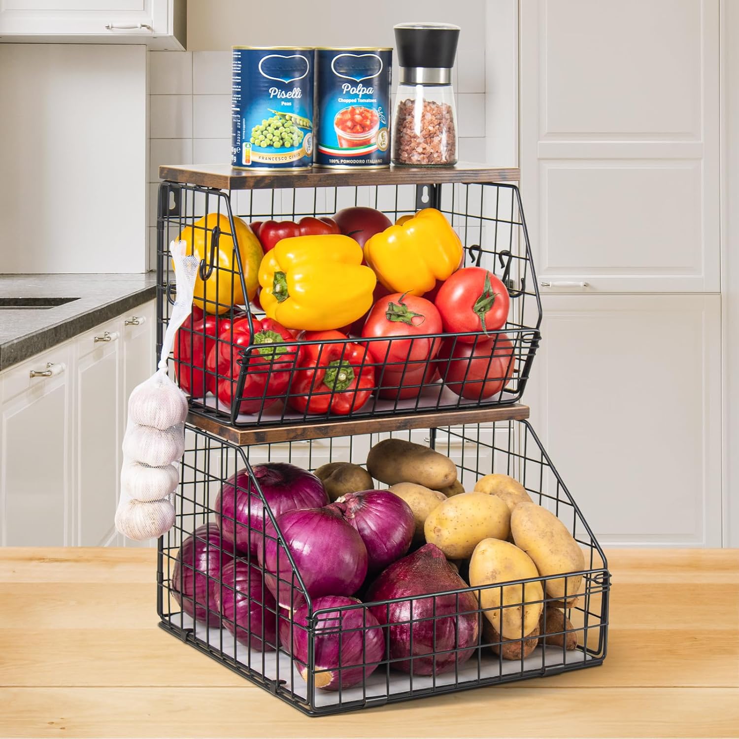 Fruit Basket, Unique Stackable Wall Mounted Fruit...