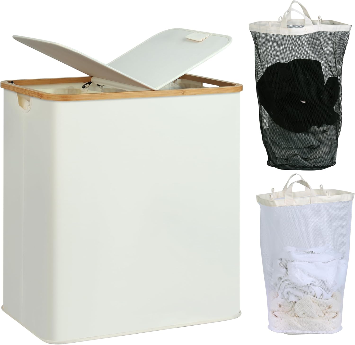 efluky Laundry Hamper, Special Laundry Hamper with Lid, Innovative Double Laundr...