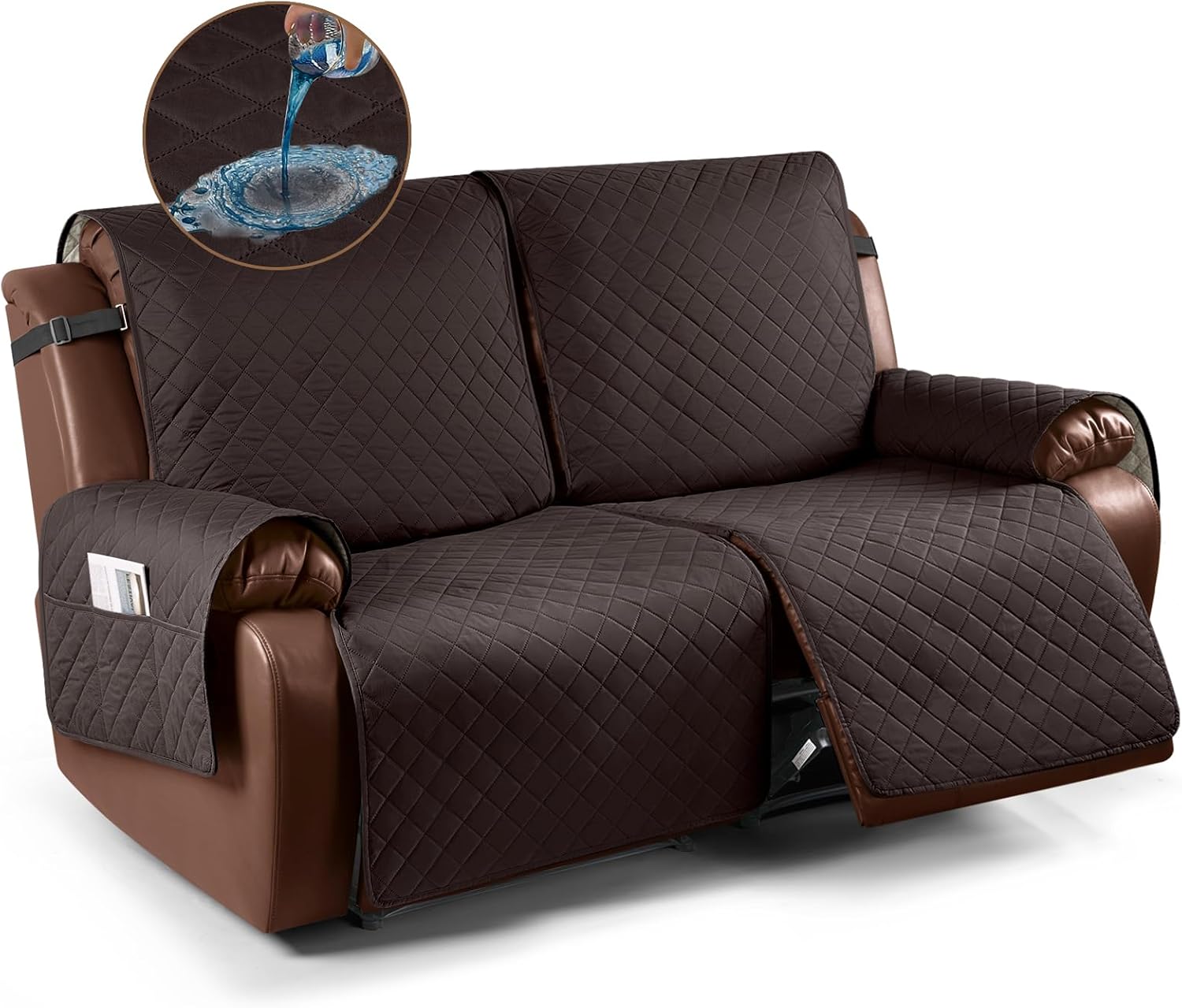 KinCam Waterproof Oversized Loveseat Recliner Cover, Non-Slip Reclining Couch Co...