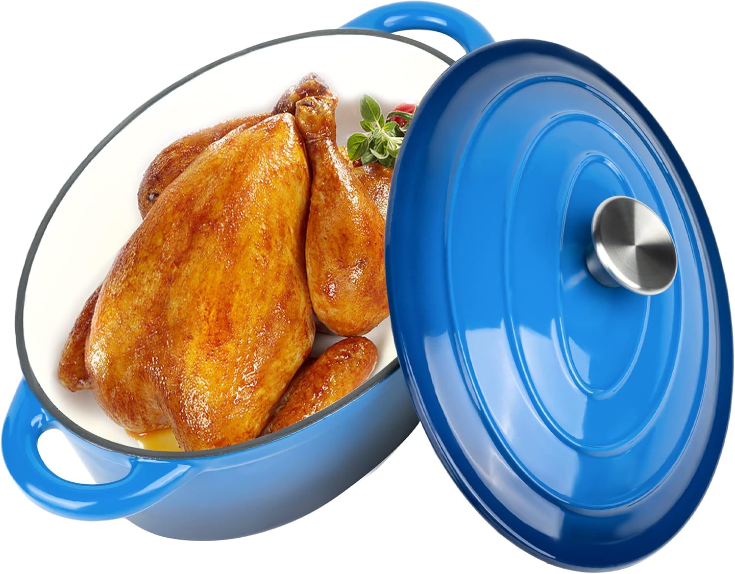 Kerilyn 4.5 QT Enameled Oval Dutch Oven, Special Cast Iron Dutch Oven for Cookin...