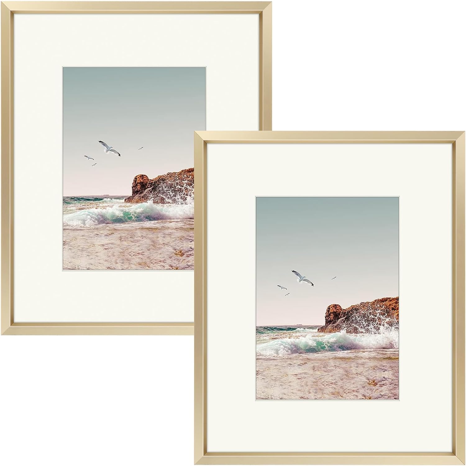 Frametory, 8x10 Aluminum Photo Frame for 5x7 Pictures with Mat or 8x10 Without,...