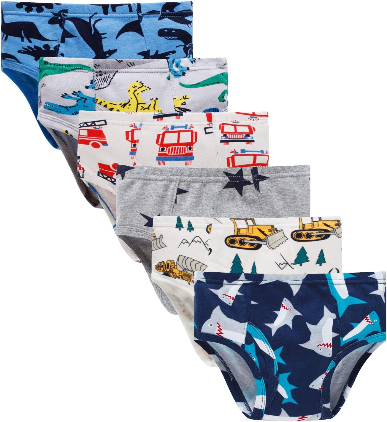 Boboking 100% Cotton Little Boys Briefs Soft Dinosaur Truck Toddler Underwear 4...