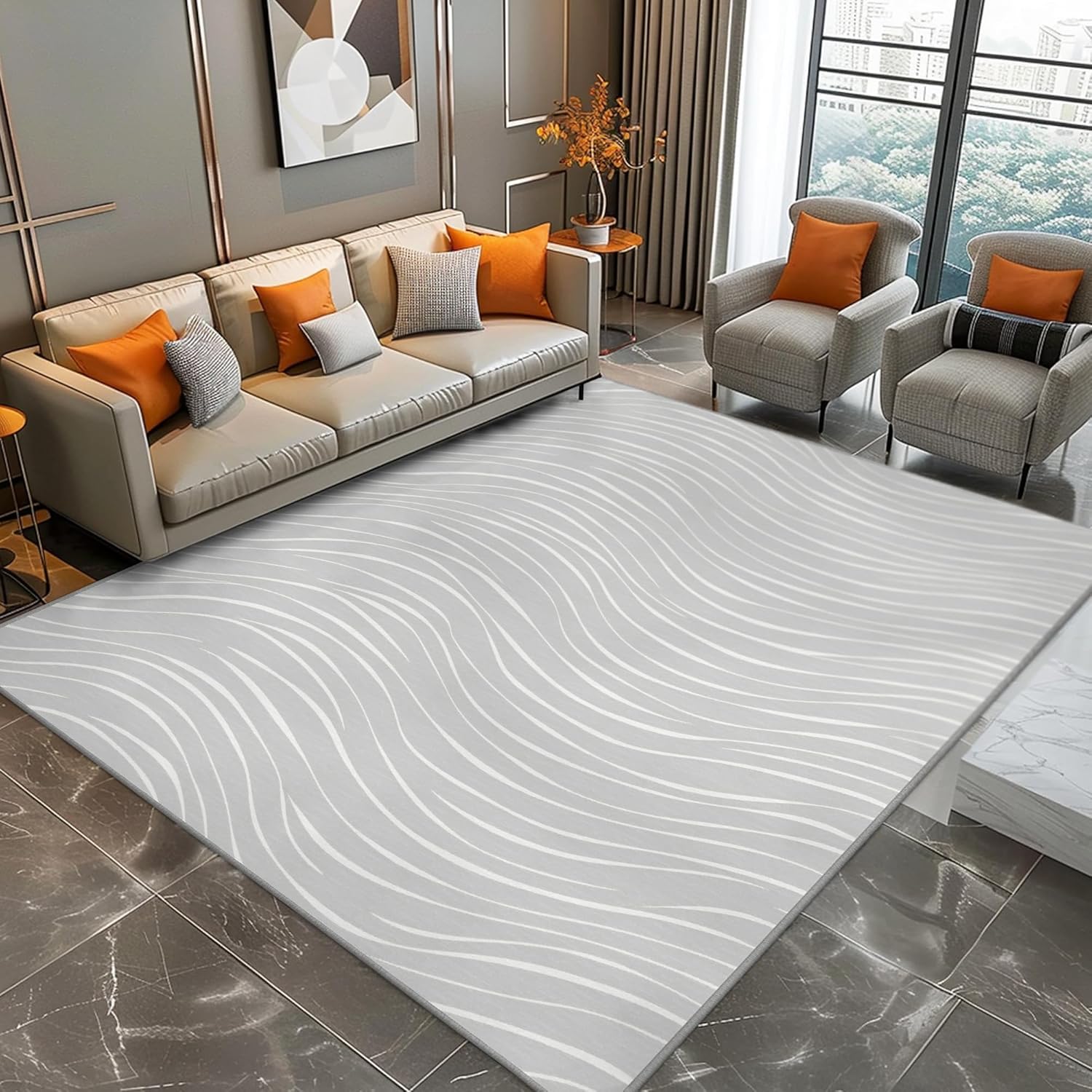 Ultra-Thin 5x7 Area Rugs - Washable Rug for Living Room Bedroom Anti Slip Dining...