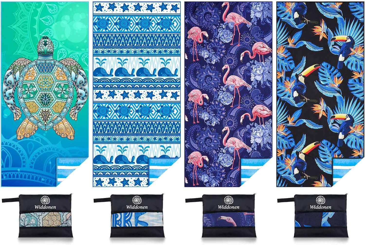 4 Pack Microfiber Lightweight Beach Towel Sand Free Quick Dry Absorbent Thin Com...