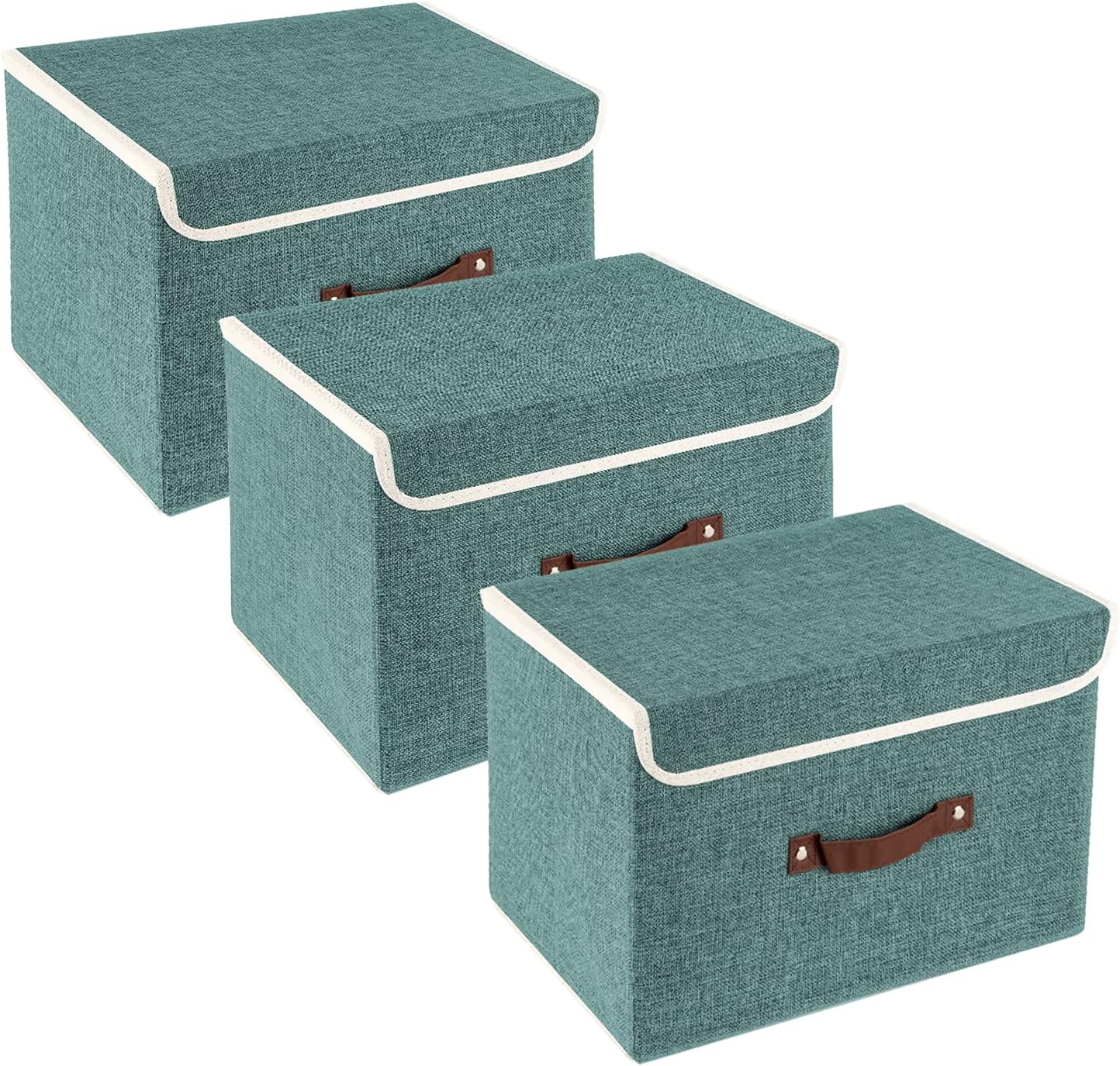 TYEERS Collapsible Storage Box with Lid, Fabric Storage Box for Clothes, Wardrob...