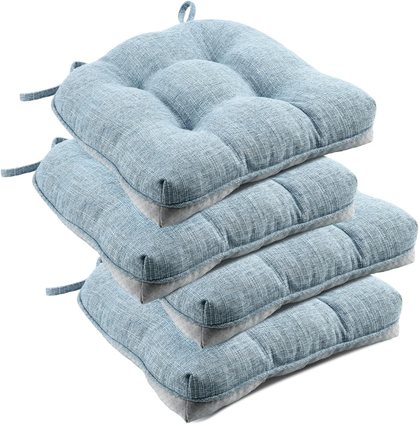 downluxe Indoor Chair Cushions for Dining Chairs, Tufted Overstuffed Textured Me...