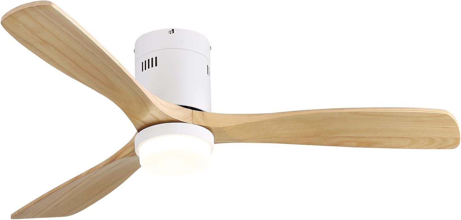 Sofucor 52" Low Profile Ceiling Fan, Flush Mount Ceiling Fan with Lights Remote...