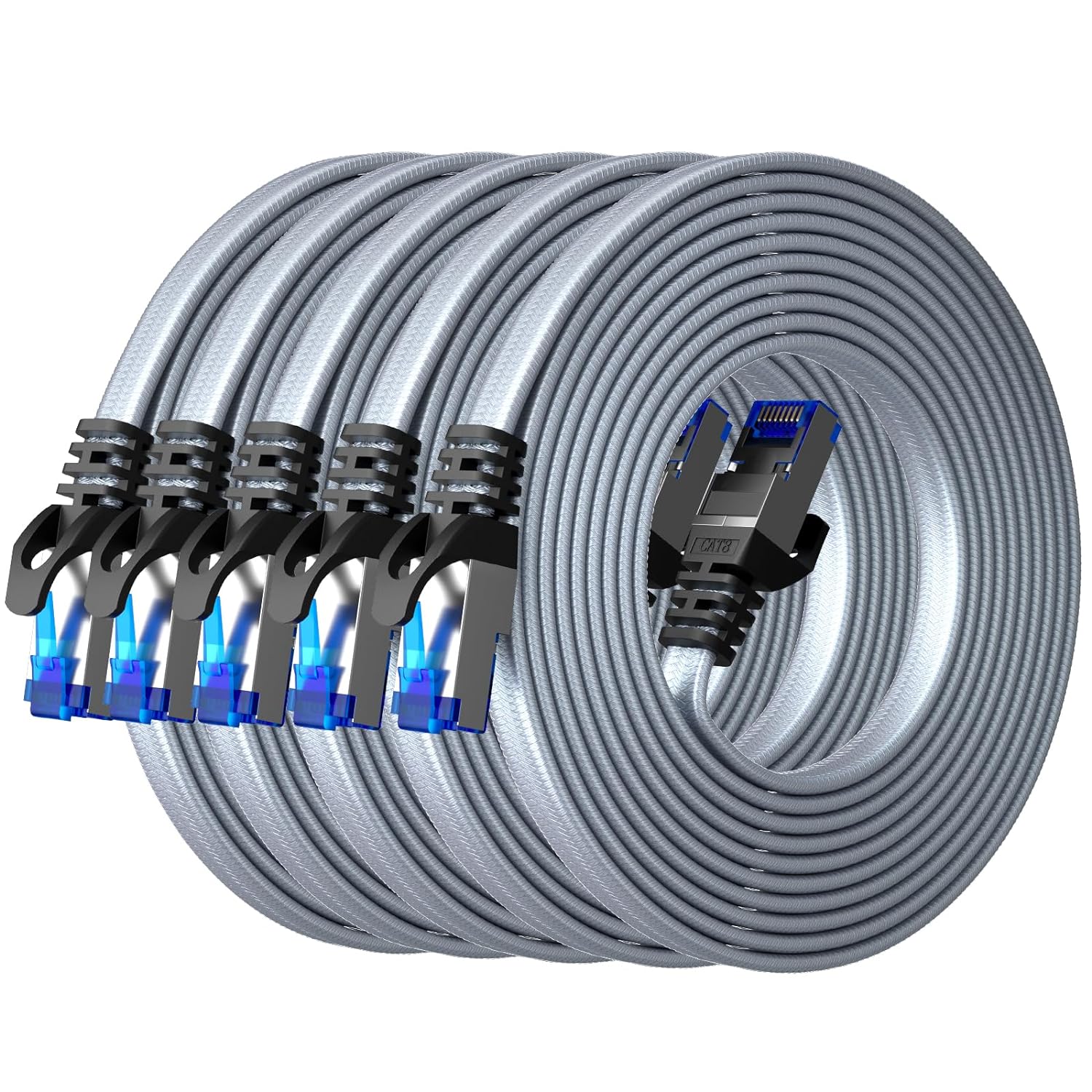 BUSOHE Cat 8 Ethernet Cable 4m (5 Pack), High-Speed 40Gbps 2000MHz Network Cable...