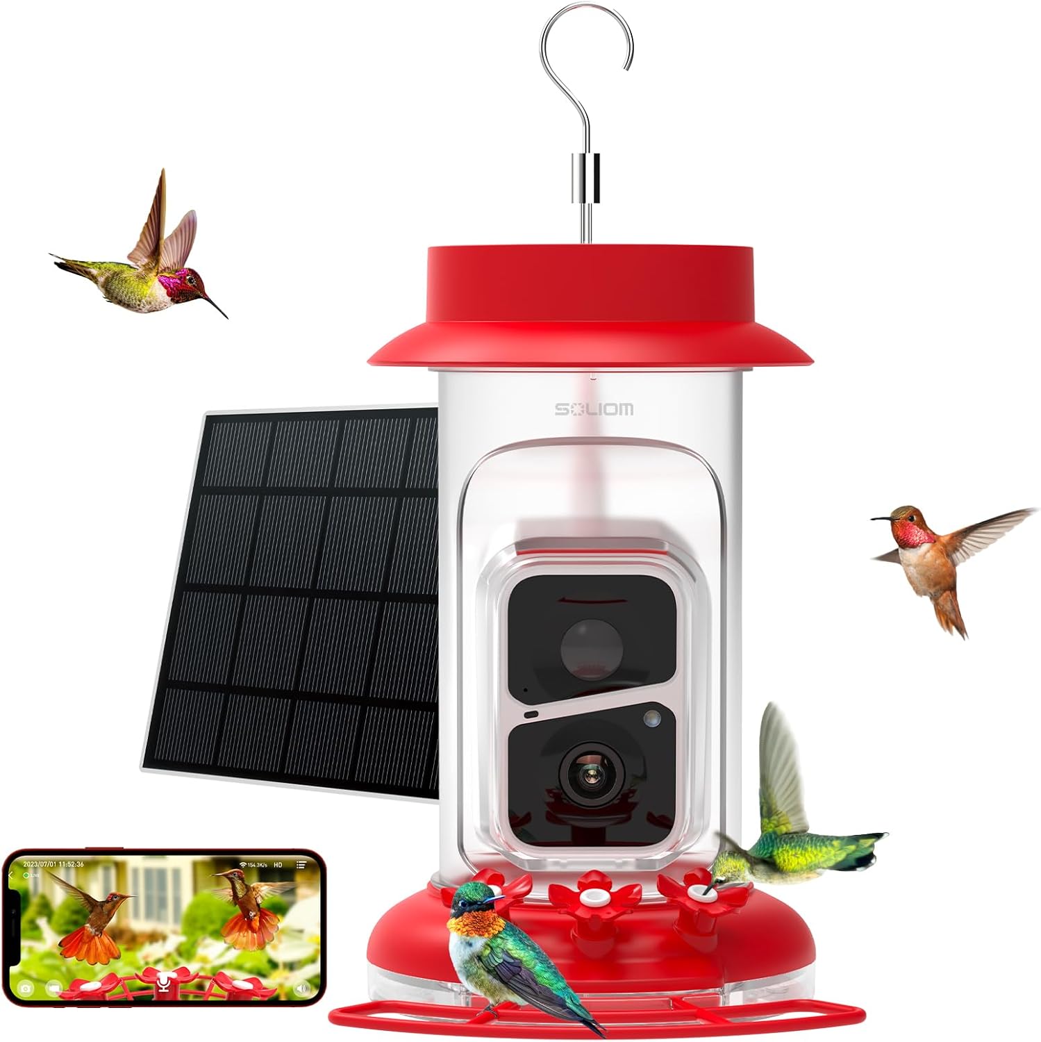 Soliom Humbirdy-The Original Hummingbird Feeder Camera with Ant Moat, Bee Proof,...