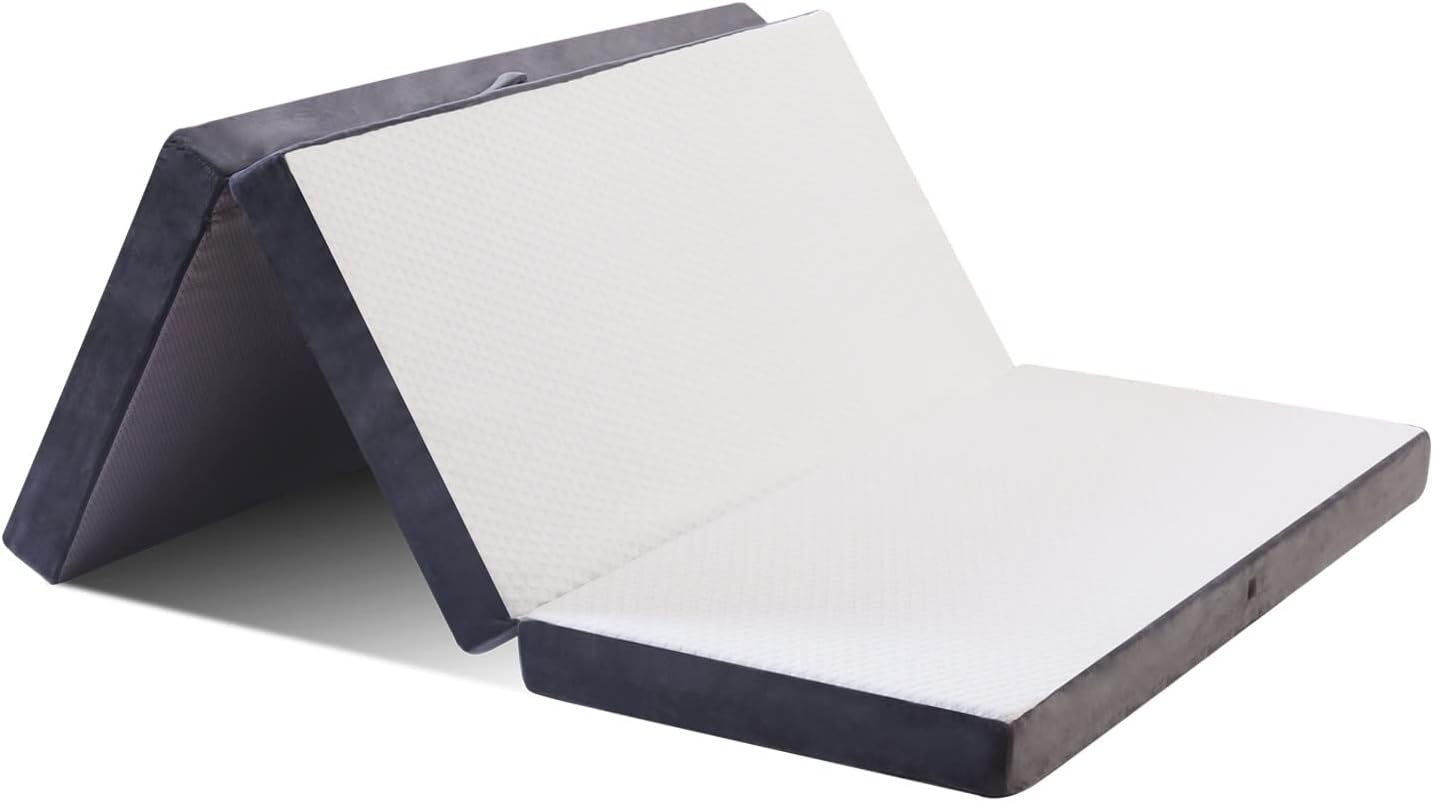 Folding Mattress Queen - Foldable Futon Mattress Portable Floor Mattress with So...