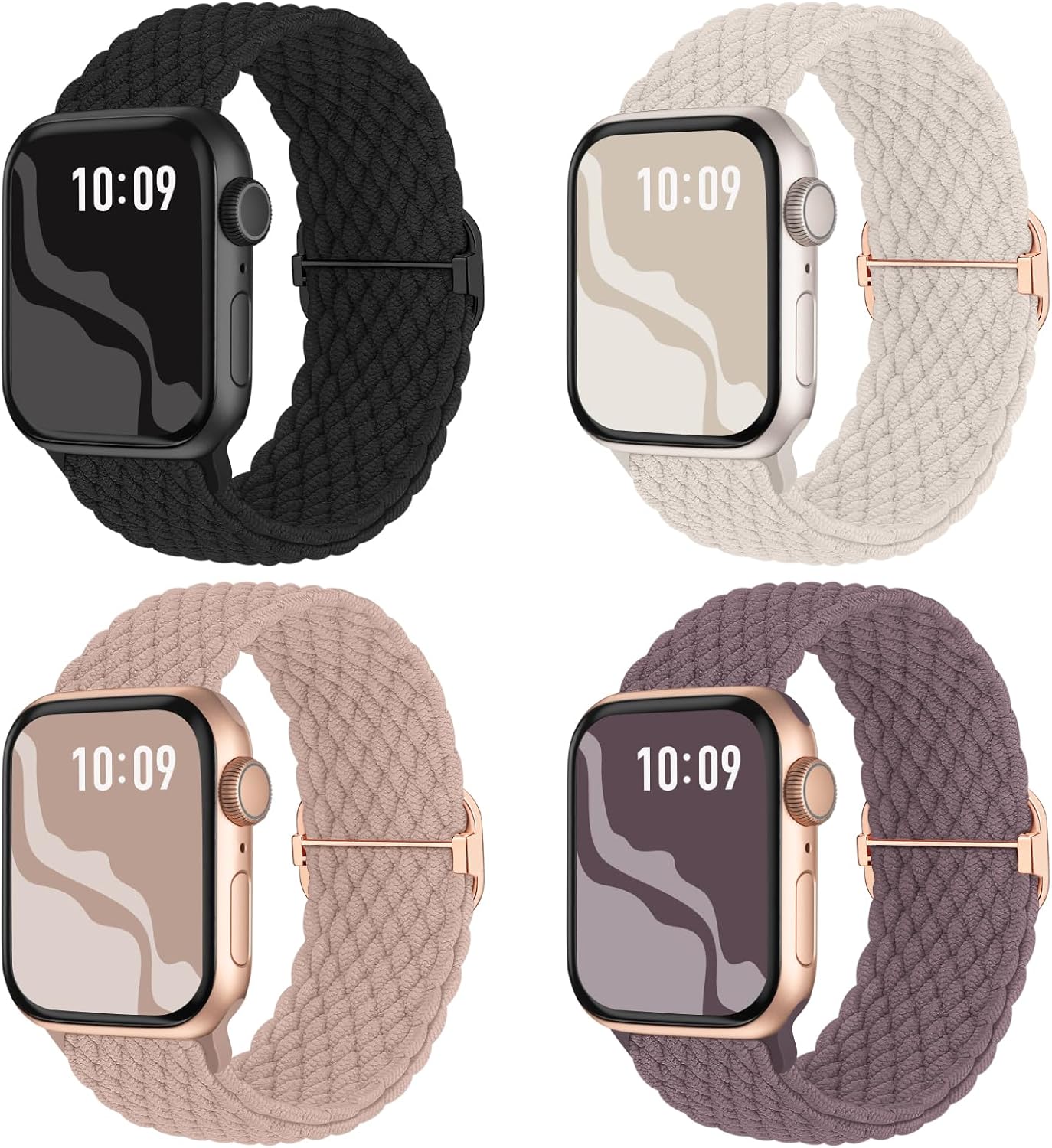 Braided Stretchy Solo Loop Compatible for Apple Watch Band 38mm 40mm 41mm 42mm 4...