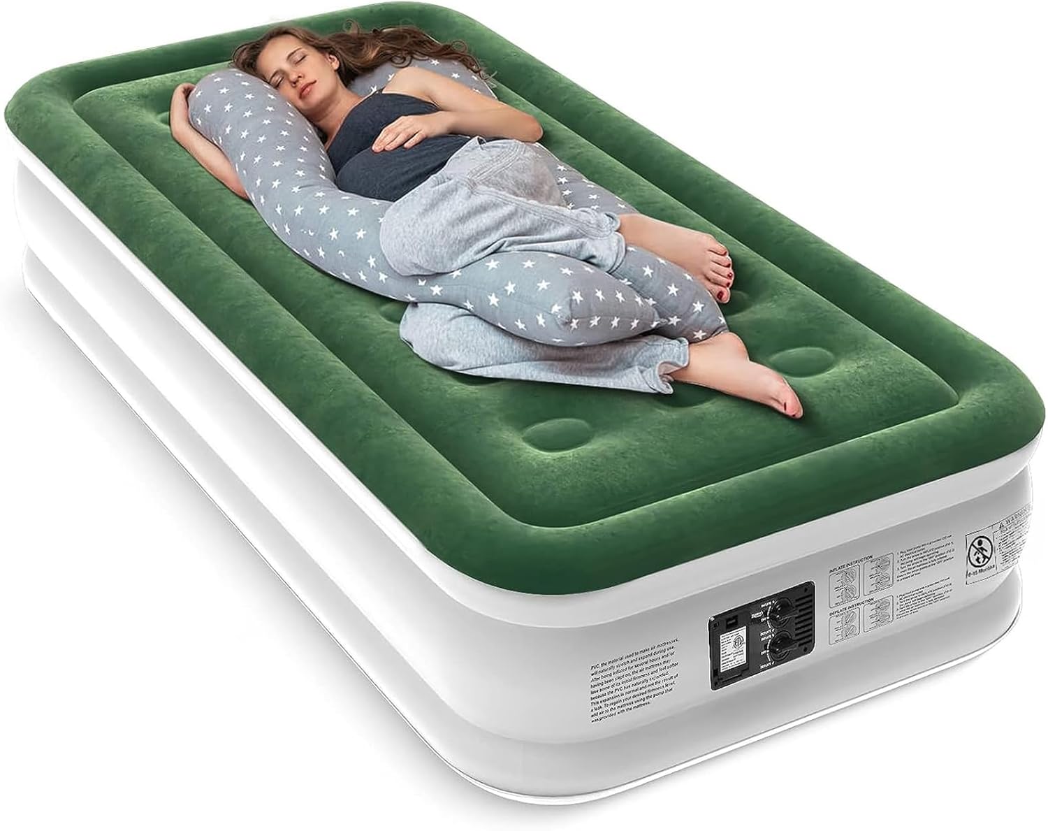 Twin Air Mattress with Built Pump, 16" Durable Blow Up Mattress Airbed, Comforta...