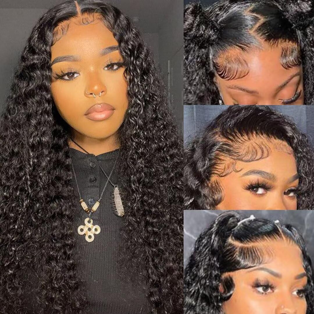 28 Inch 13x6 Curly Lace Front Wigs Human Hair Deep Wave Lace Frontal Human Hair...